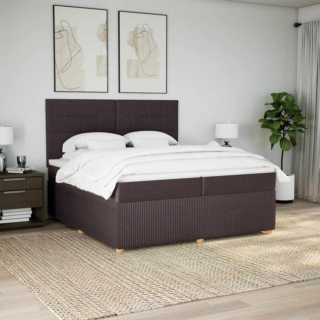 Boxspring met matras stof donkerbruin 200x200 cm is nu te koop bij PeponiXL, paradijselijk wonen!