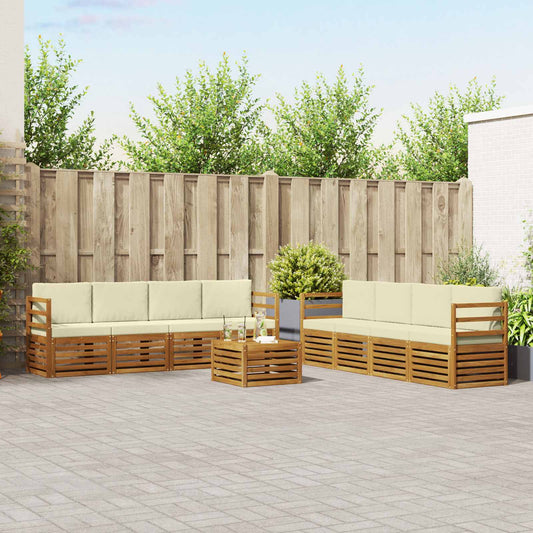 Sofa-Sets 9 pcs Natuurlijk en Crème Massief Acaciahout is nu te koop bij PeponiXL, paradijselijk wonen!