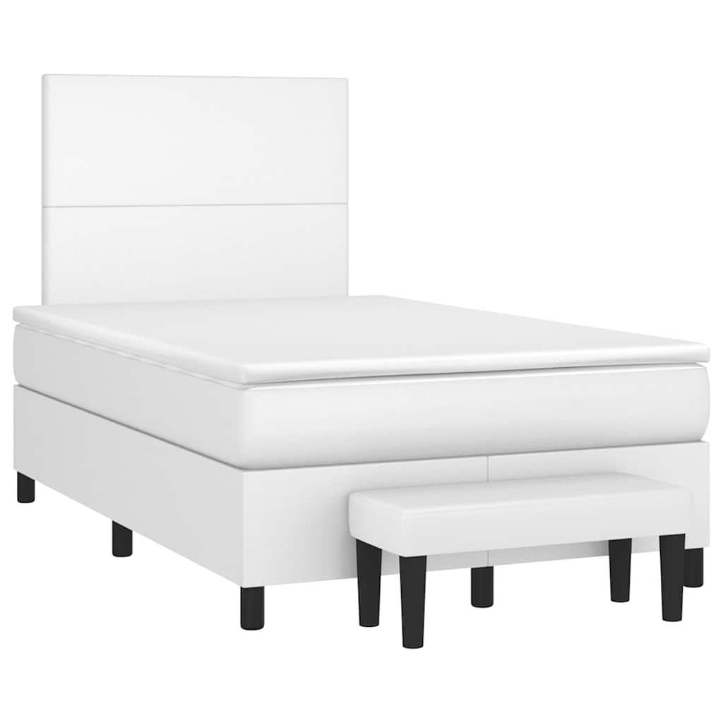 Boxspring met matras kunstleer wit 120x190 cm is nu te koop bij PeponiXL, paradijselijk wonen!