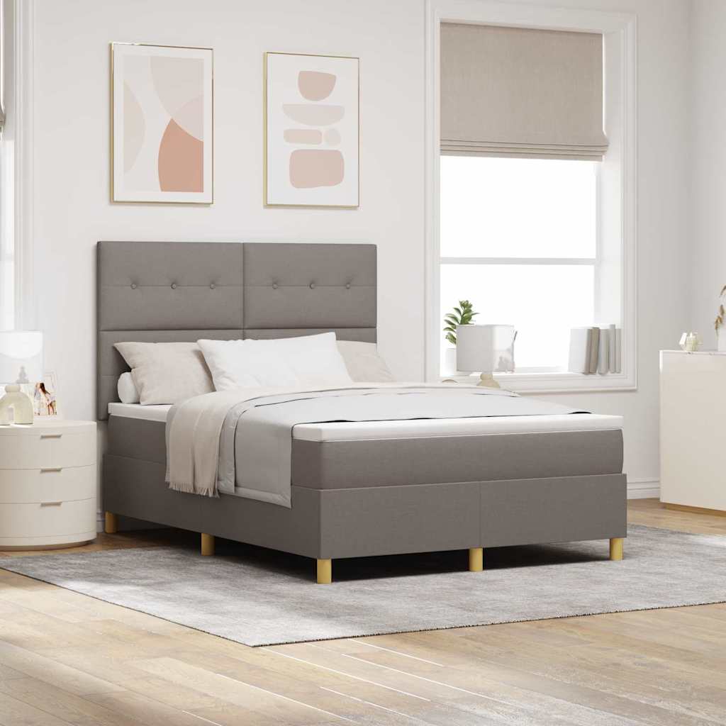LED Box Spring Bed met matras Taupe 140 x 200 cm Stof is nu te koop bij PeponiXL, paradijselijk wonen!