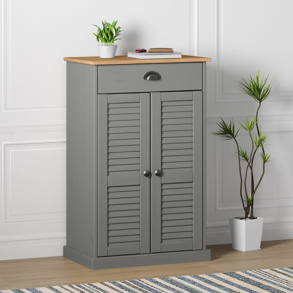 Schoenenkast VIGO 60x35x96 cm massief grenenhout grijs is nu te koop bij PeponiXL, paradijselijk wonen!