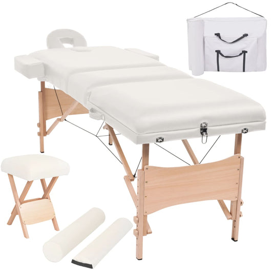 Massagetafel- en krukset inklapbaar 3 zones 10 cm dik wit is nu te koop bij PeponiXL, paradijselijk wonen!