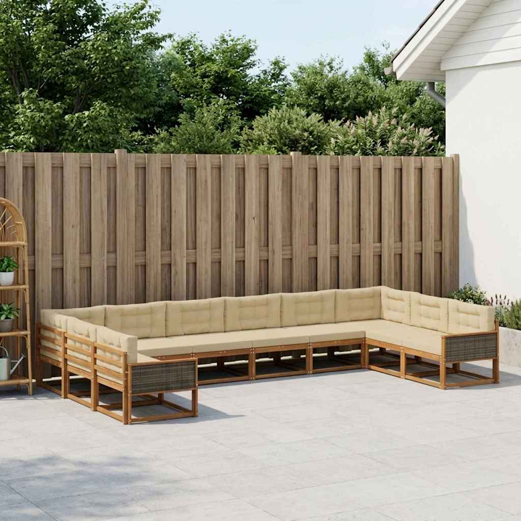 Buiten bankenset met kussen 10 pcs Natuurlijk en Beige is nu te koop bij PeponiXL, paradijselijk wonen!