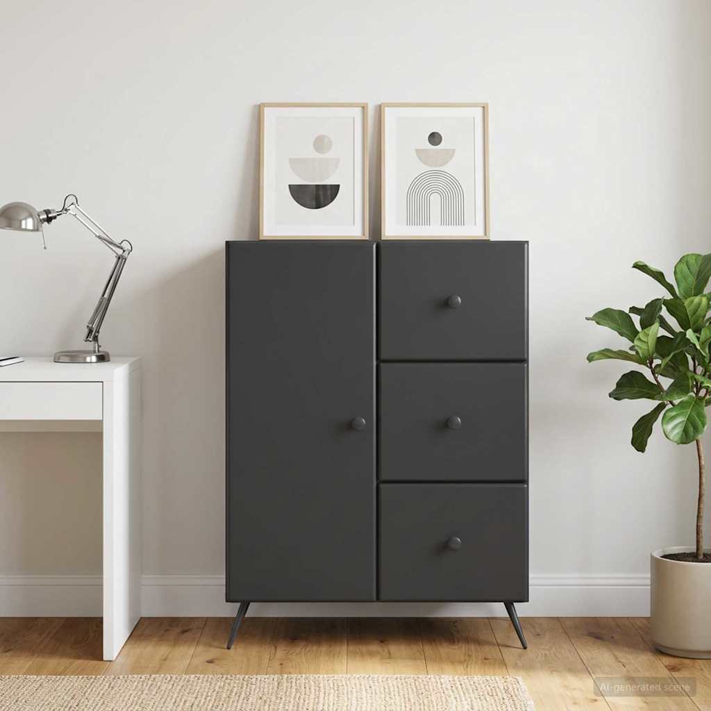 Dressoir met lade Zwart 66 x 34,5 x 90 cm Bewerkt hout is nu te koop bij PeponiXL, paradijselijk wonen!