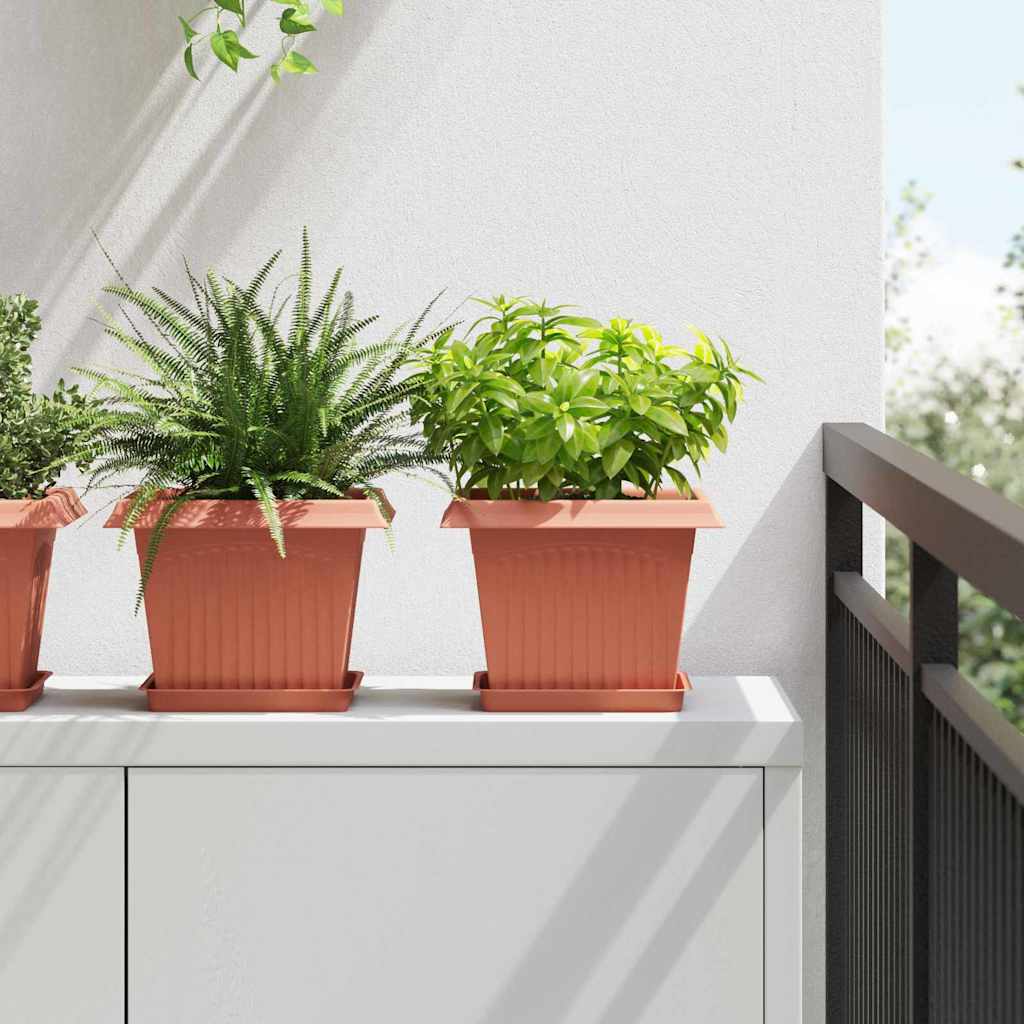 Plantenpotten 6 pcs Baksteenrood 23 x 23 x 17,5 cm Kunststof is nu te koop bij PeponiXL, paradijselijk wonen!