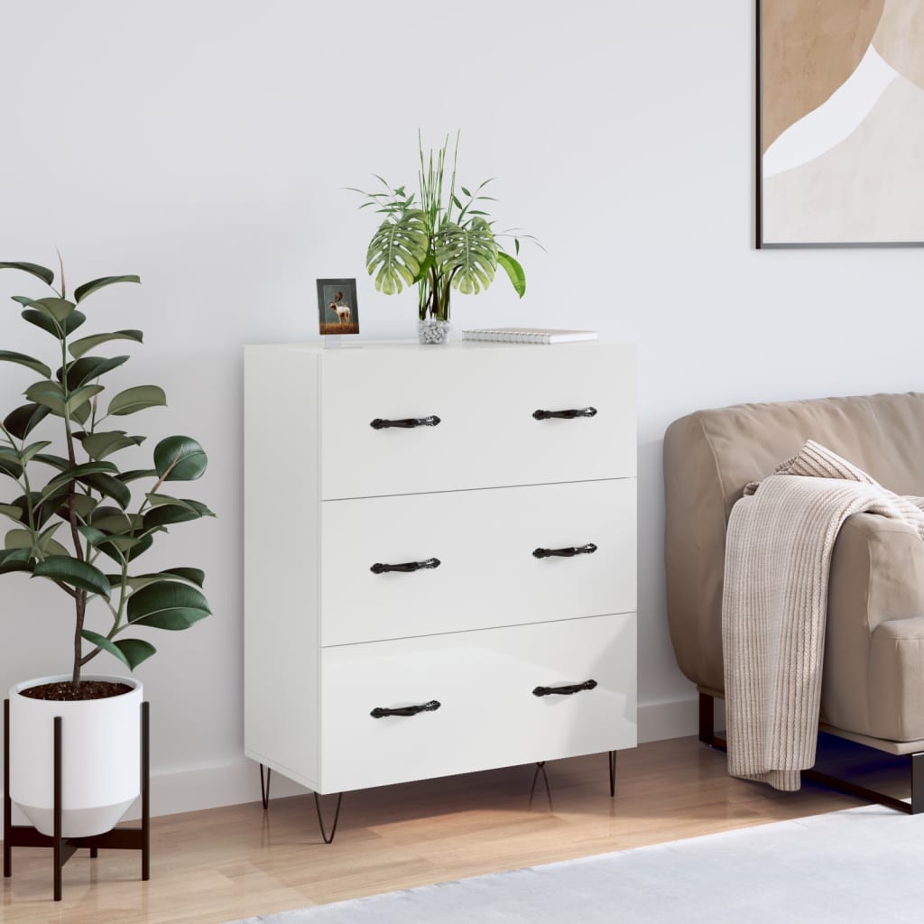 Dressoir 69,5x34x90 cm bewerkt hout hoogglans wit is nu te koop bij PeponiXL, paradijselijk wonen!