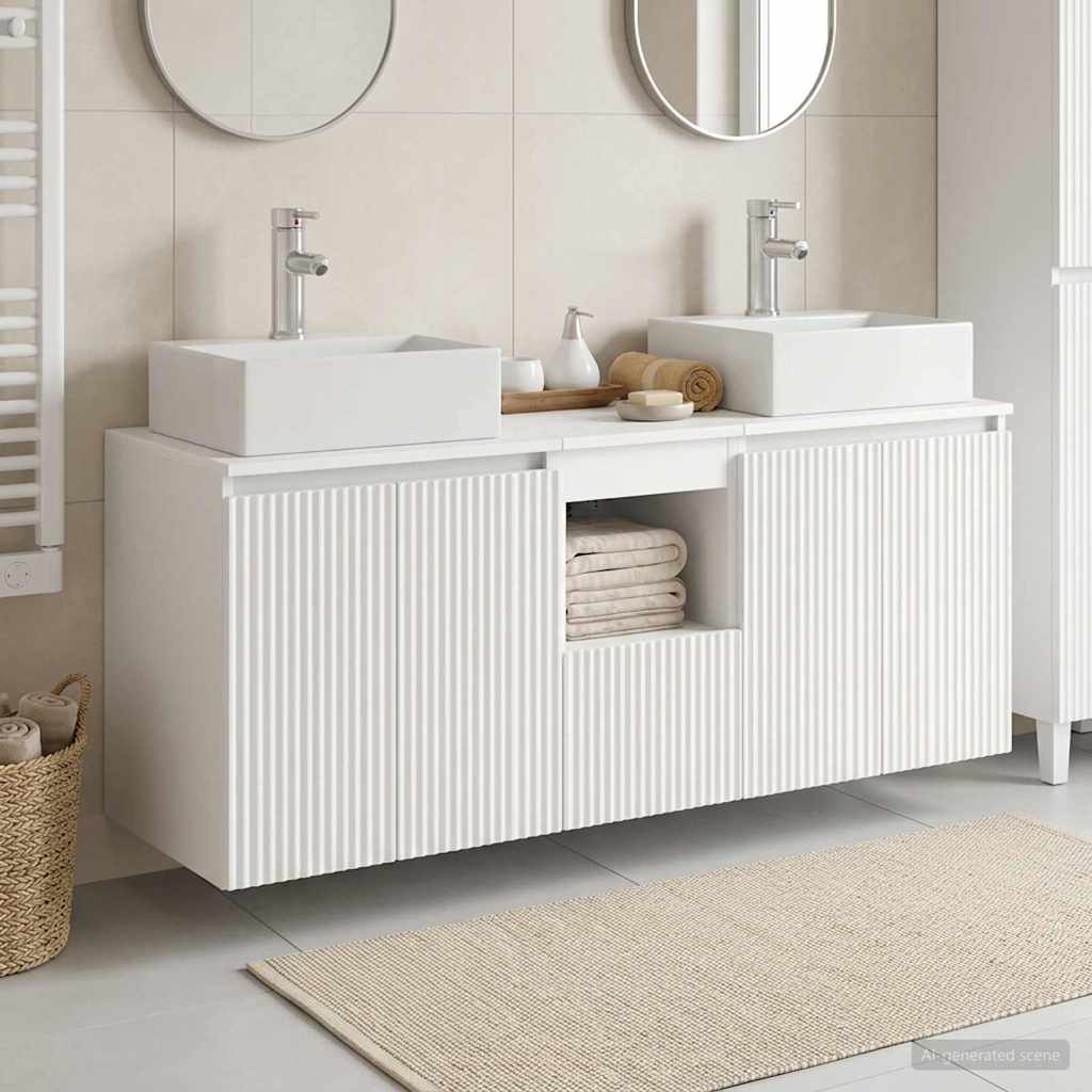 Badkamerkastenset 3 st Wit 49,5 x 41 x 62,5 cm Bewerkt hout is nu te koop bij PeponiXL, paradijselijk wonen!