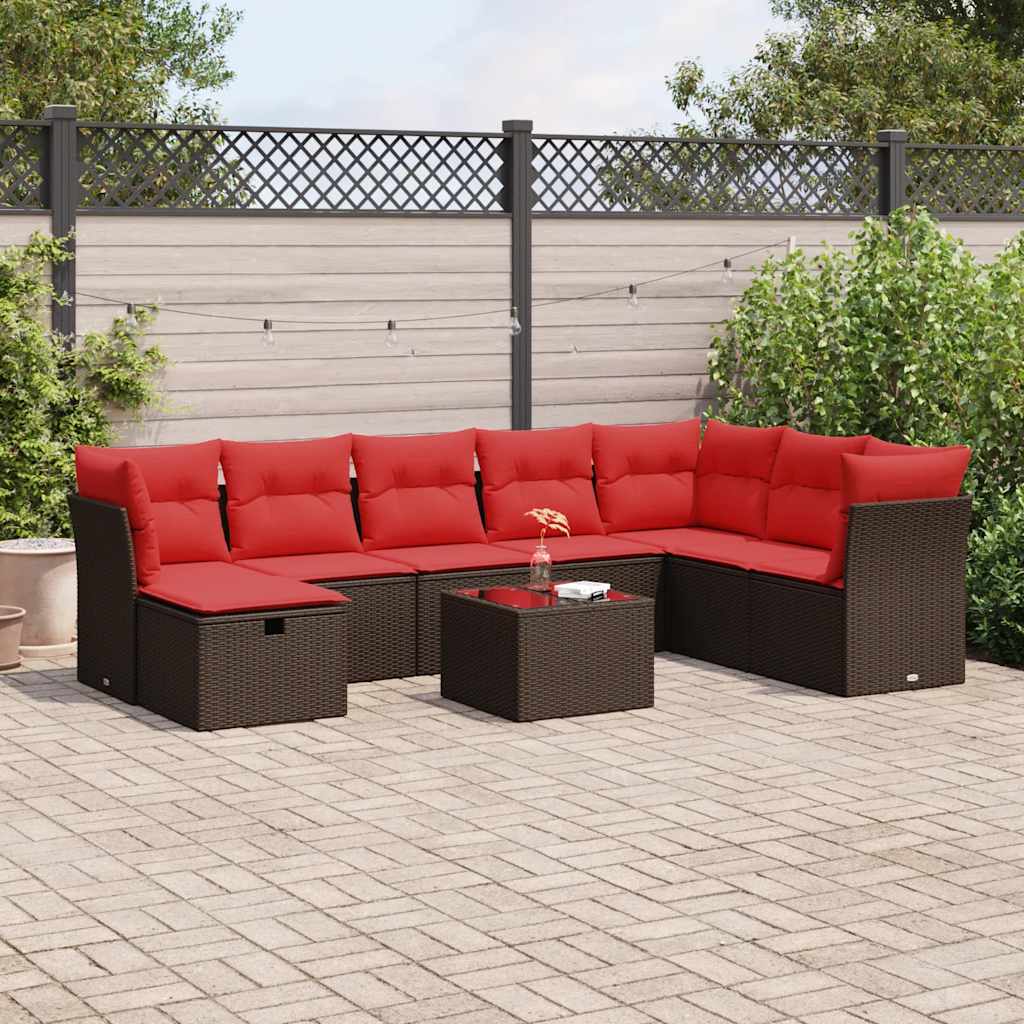 9-delige Loungeset met kussens poly rattan bruin is nu te koop bij PeponiXL, paradijselijk wonen!