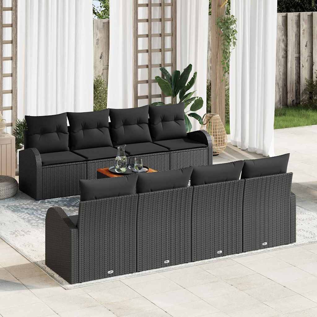 Tuinbankenset met kussen 9 pcs Zwart poly rattan is nu te koop bij PeponiXL, paradijselijk wonen!