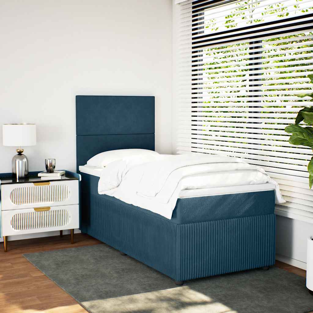 Boxspring met matras fluweel blauw 90x190 cm is nu te koop bij PeponiXL, paradijselijk wonen!