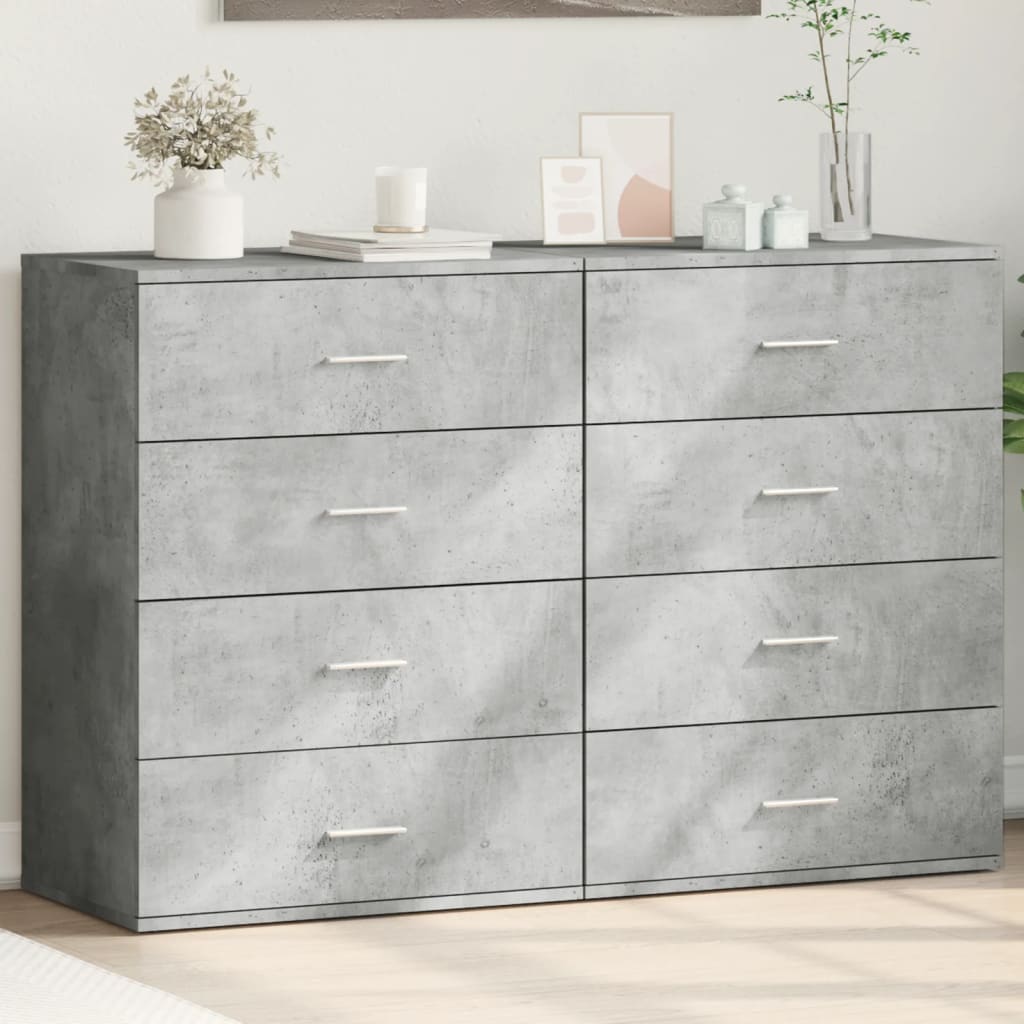 Dressoirs 2 st 60x39x80 cm bewerkt hout betongrijs is nu te koop bij PeponiXL, paradijselijk wonen!
