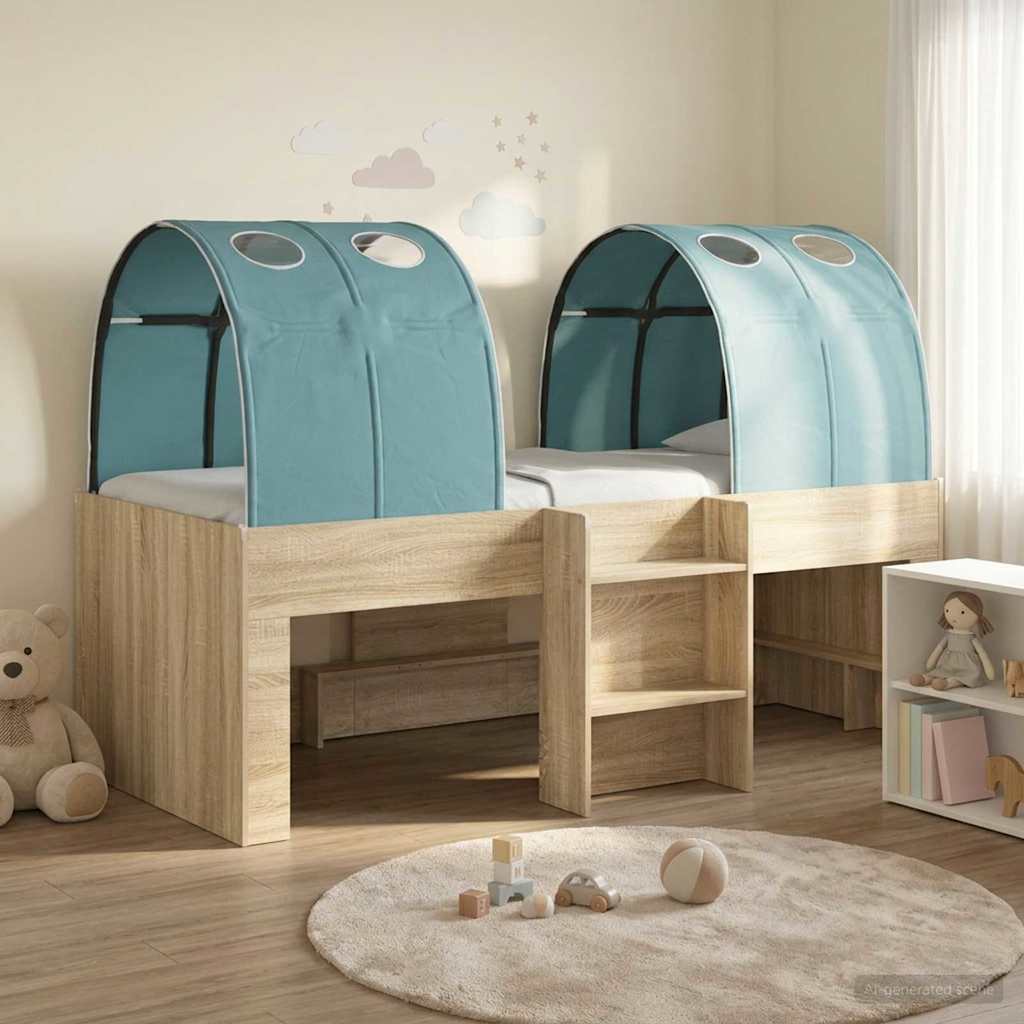 Bed met Tunnel 3 st Sonoma en Licht Blauw Bewerkt hout is nu te koop bij PeponiXL, paradijselijk wonen!