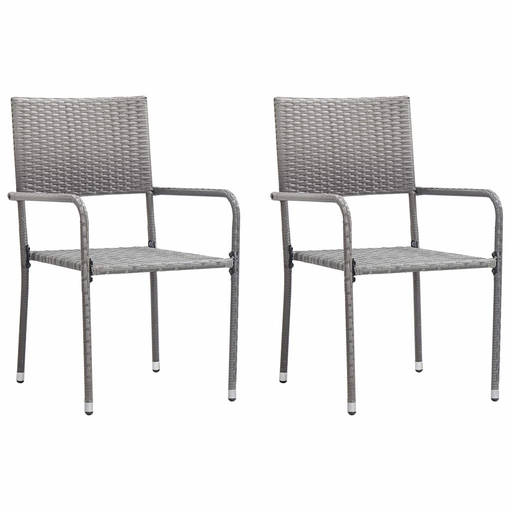 Tuinstoelen 2 st stapelbaar poly rattan grijs is nu te koop bij PeponiXL, paradijselijk wonen!