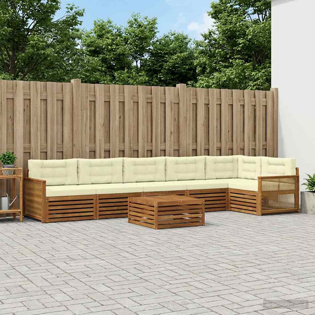 Buiten bankenset met kussen 7 pcs Natuurlijk en Crème is nu te koop bij PeponiXL, paradijselijk wonen!