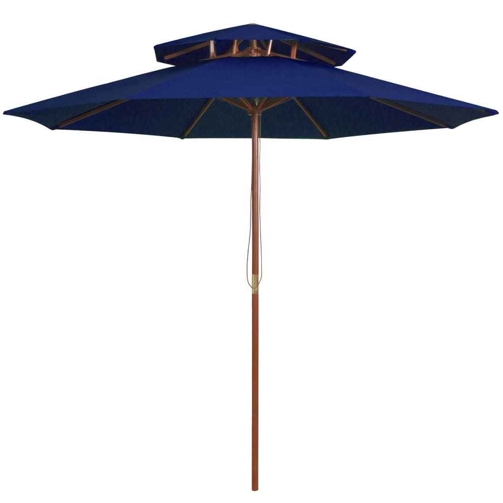 Parasol dubbeldekker met houten paal 270 cm blauw is nu te koop bij PeponiXL, paradijselijk wonen!