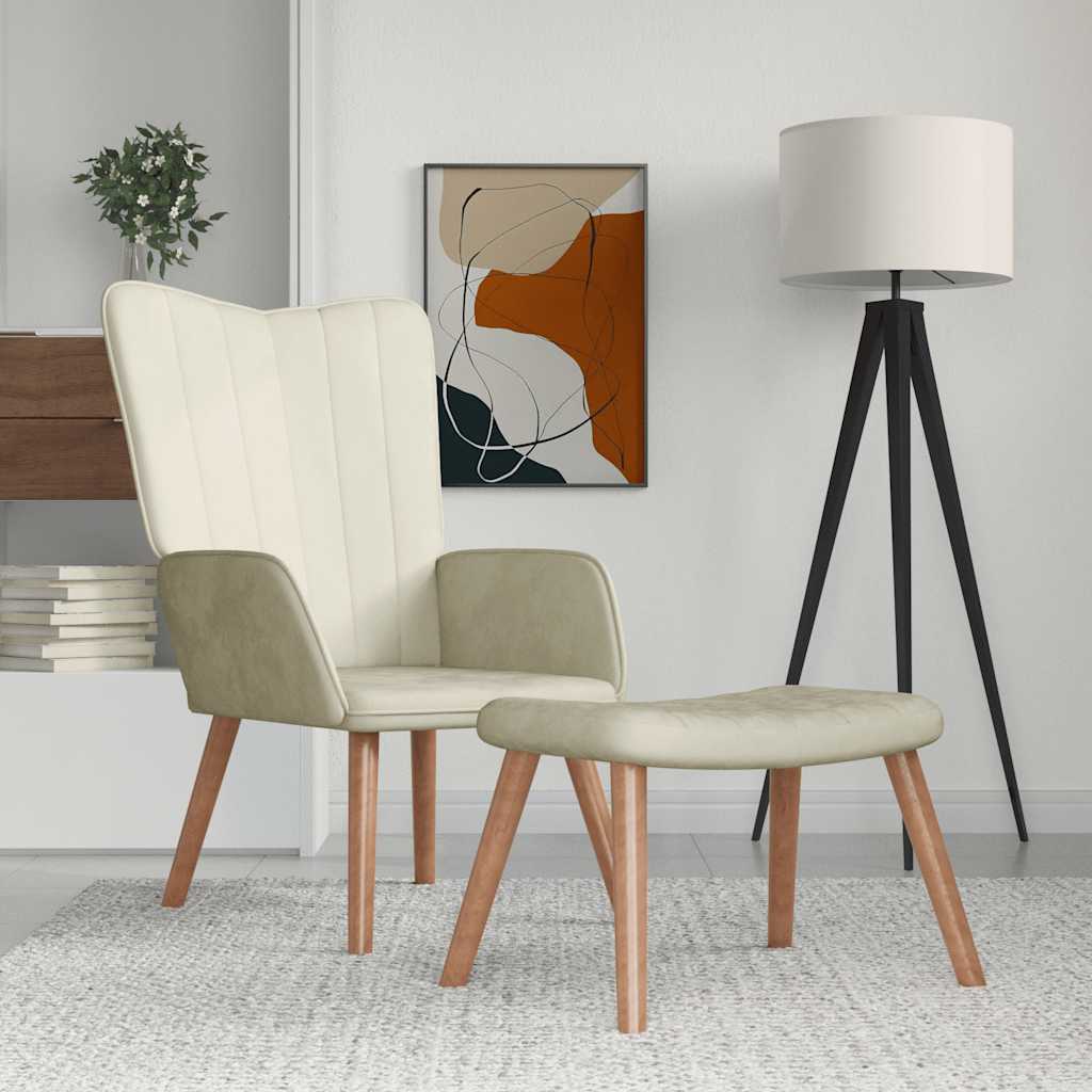 Relaxstoel met voetenbank fluweel crèmewit is nu te koop bij PeponiXL, paradijselijk wonen!
