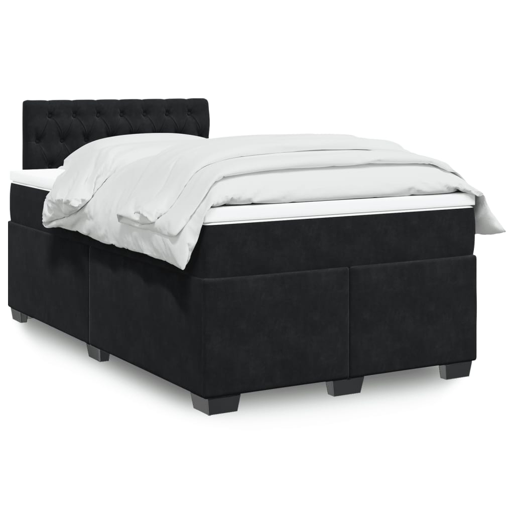 Boxspring met matras fluweel zwart 120x200 cm is nu te koop bij PeponiXL, paradijselijk wonen!