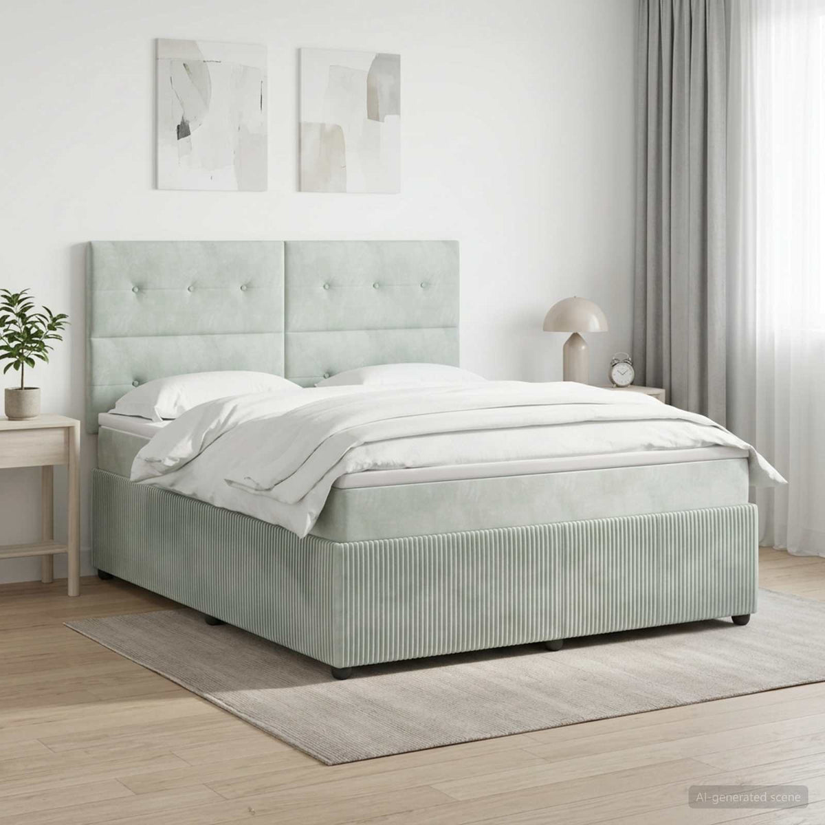 Boxspringbed met matras Lichtgrijs 140 x 190 cm Fluweel is nu te koop bij PeponiXL, paradijselijk wonen!