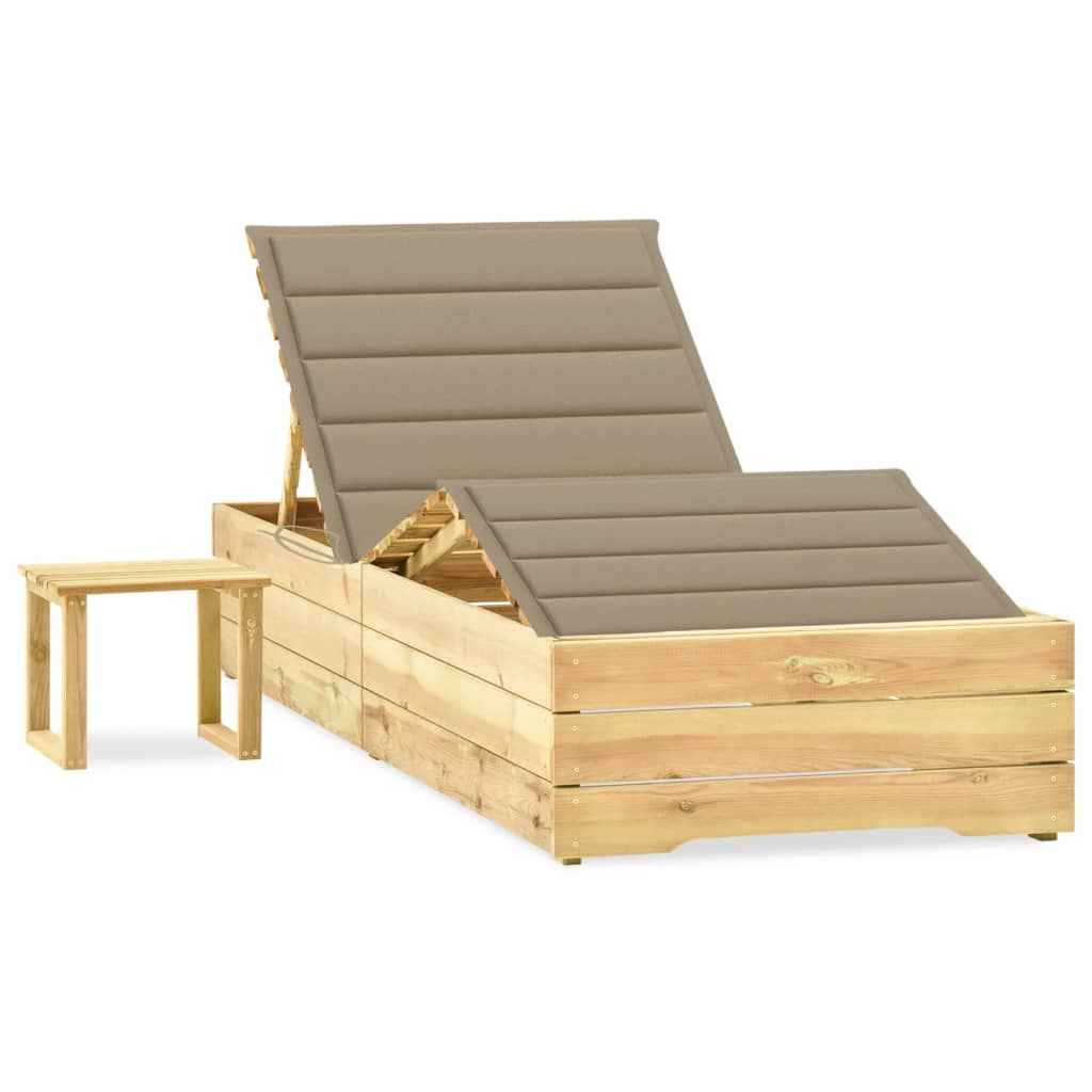 Ligbed met tafeltje en kussen geïmpregneerd grenenhout is nu te koop bij PeponiXL, paradijselijk wonen!