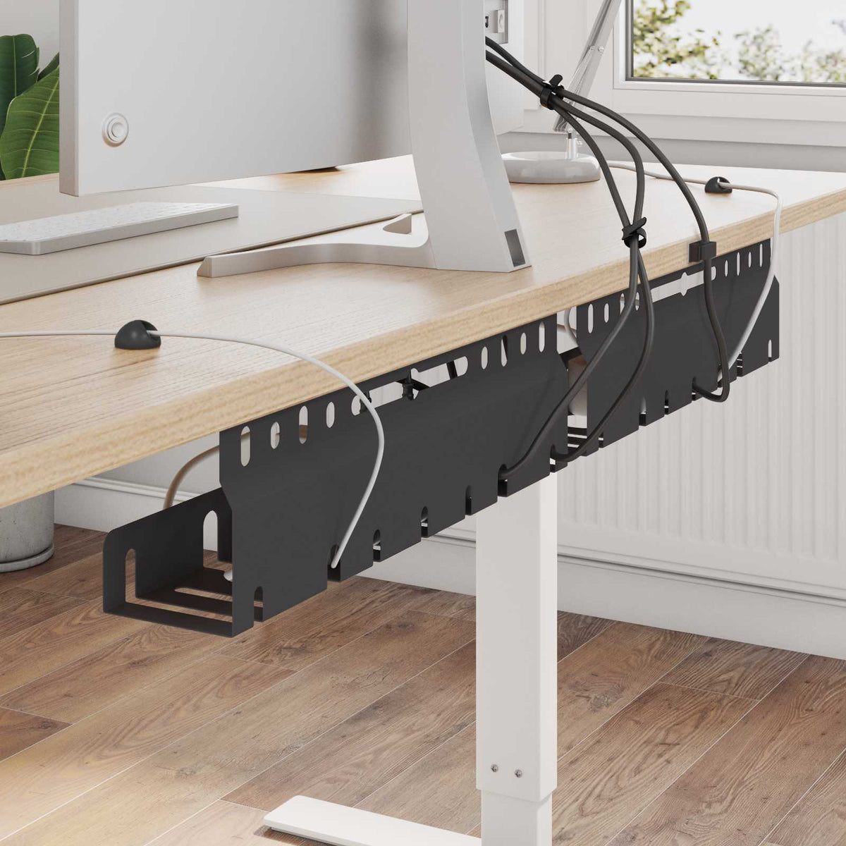 Kabelgoot voor onder bureau 2 st Zwart 43 x 9 x 11 cm Staal is nu te koop bij PeponiXL, paradijselijk wonen!