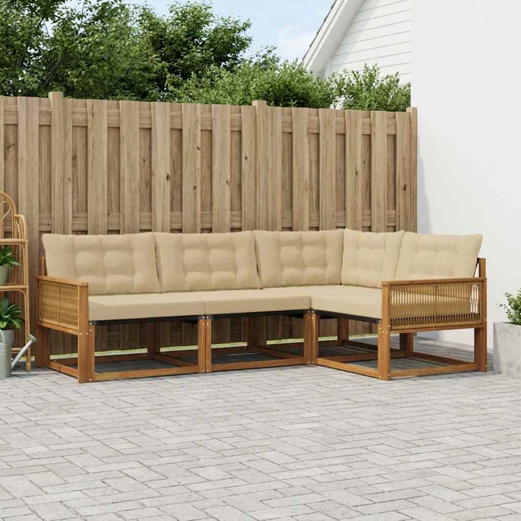 Buiten bankenset met kussen 4 pcs Natuurlijk en Beige is nu te koop bij PeponiXL, paradijselijk wonen!