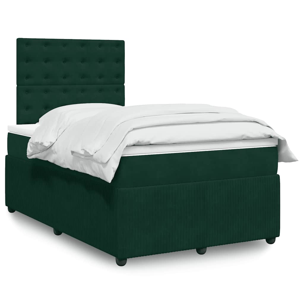 Boxspring met matras fluweel donkergroen 120x200 cm is nu te koop bij PeponiXL, paradijselijk wonen!
