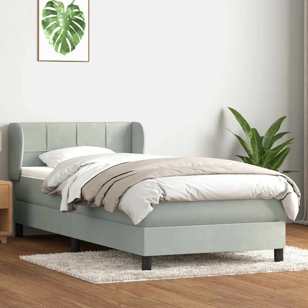 Boxspring met matras fluweel lichtgrijs 80x210 cm is nu te koop bij PeponiXL, paradijselijk wonen!