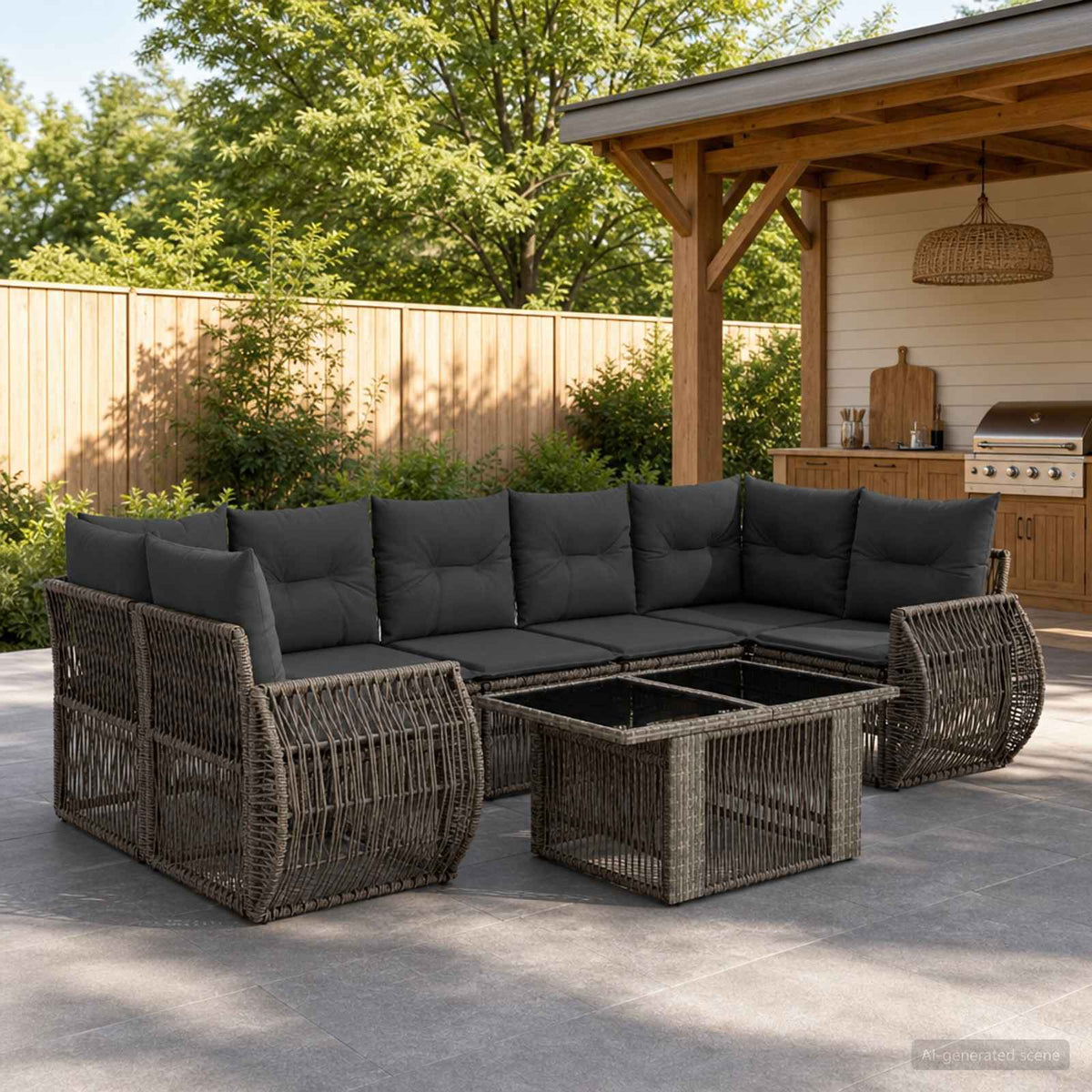 Tuinbankenset 8 st Grijs en Donkergrijs poly rattan is nu te koop bij PeponiXL, paradijselijk wonen!