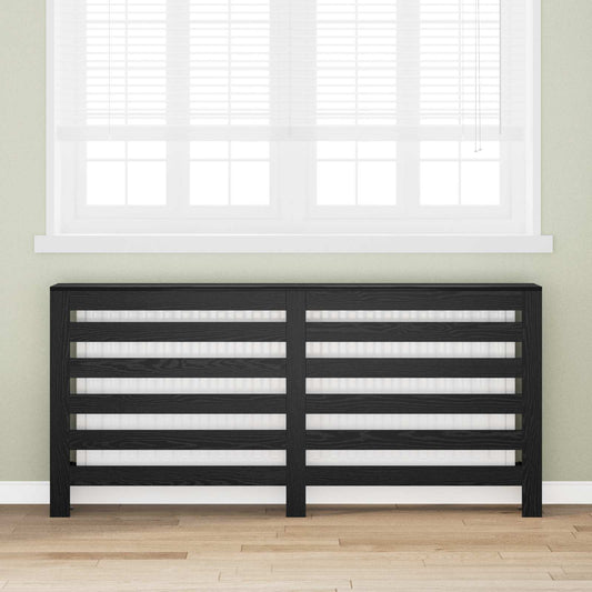 Radiatorafdekking Zwart Eiken 175 x 20 x 82 cm Bewerkt hout is nu te koop bij PeponiXL, paradijselijk wonen!