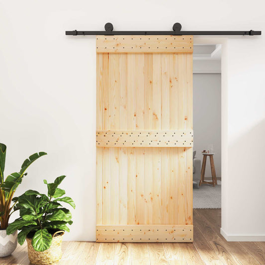 Schuifdeur Naturel en Zwart 100 x 210 cm Massief Grenenhout is nu te koop bij PeponiXL, paradijselijk wonen!