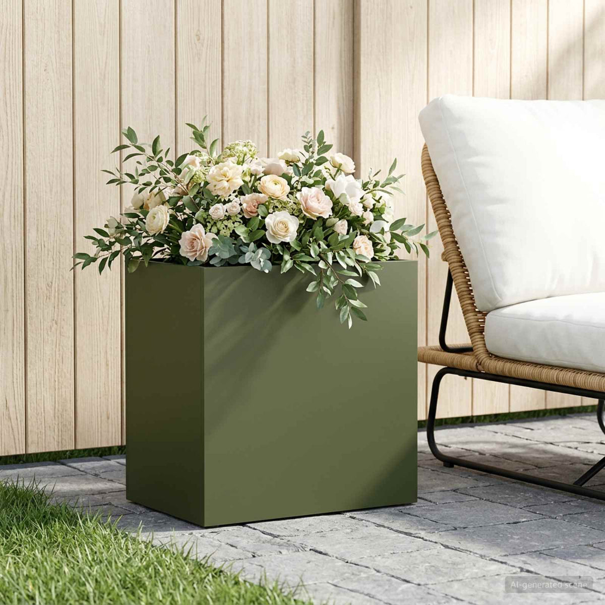 Plantenbak Olijfgroen 50 x 30 x 40 cm Koudgewalst staal is nu te koop bij PeponiXL, paradijselijk wonen!