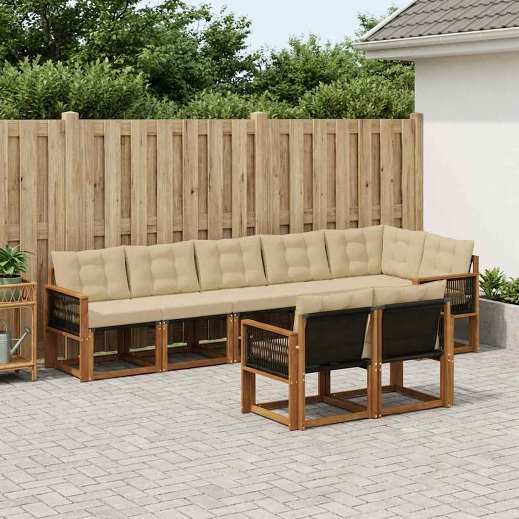 Buiten bankenset met kussen 8 pcs Natuurlijk en Beige is nu te koop bij PeponiXL, paradijselijk wonen!
