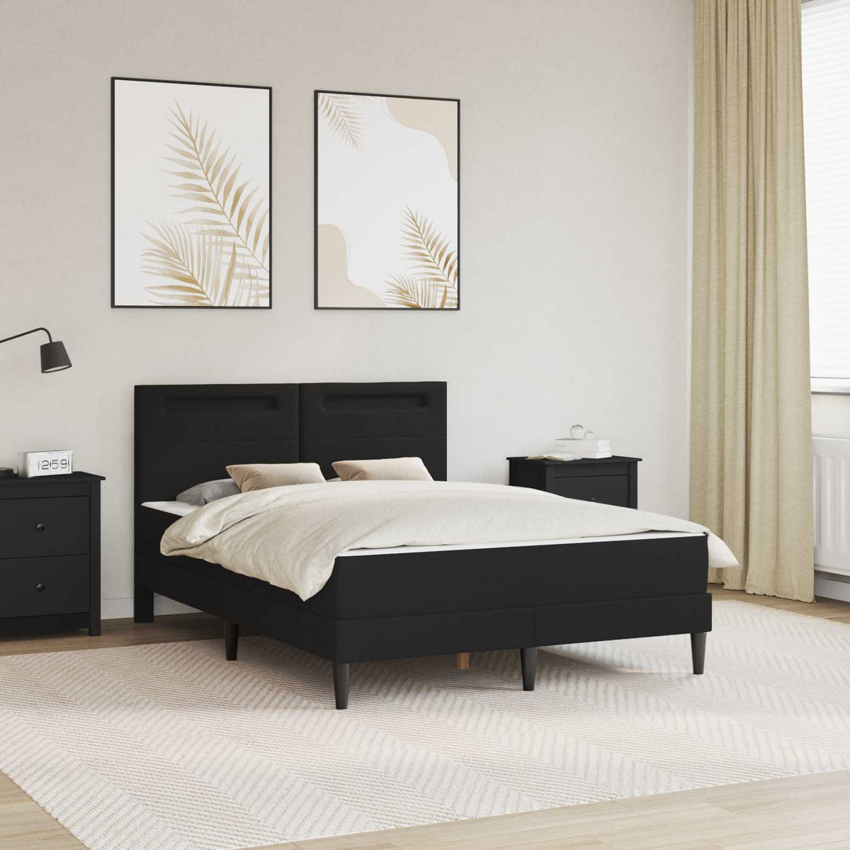 Bedframe met LED-stripverlichting Zwart 120 x 200 cm Kunstleer is nu te koop bij PeponiXL, paradijselijk wonen!
