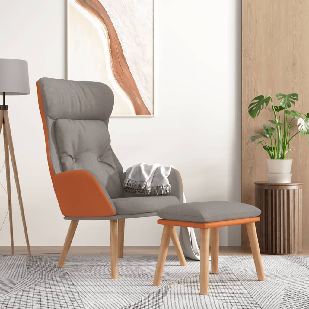 Relaxstoel met voetenbankje kunstleer en stof lichtgrijs is nu te koop bij PeponiXL, paradijselijk wonen!