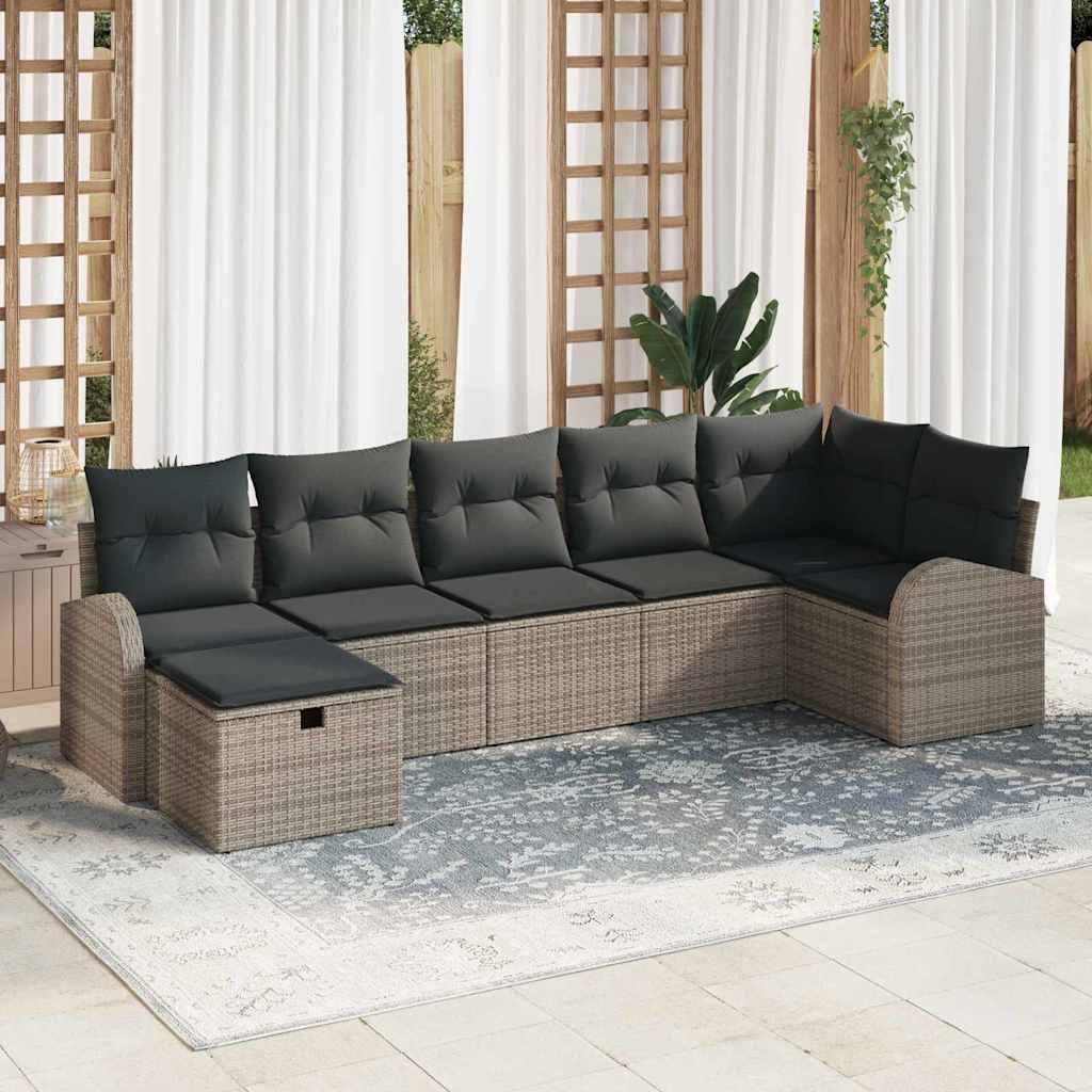 Bankstel 7 st Grijs poly rattan is nu te koop bij PeponiXL, paradijselijk wonen!
