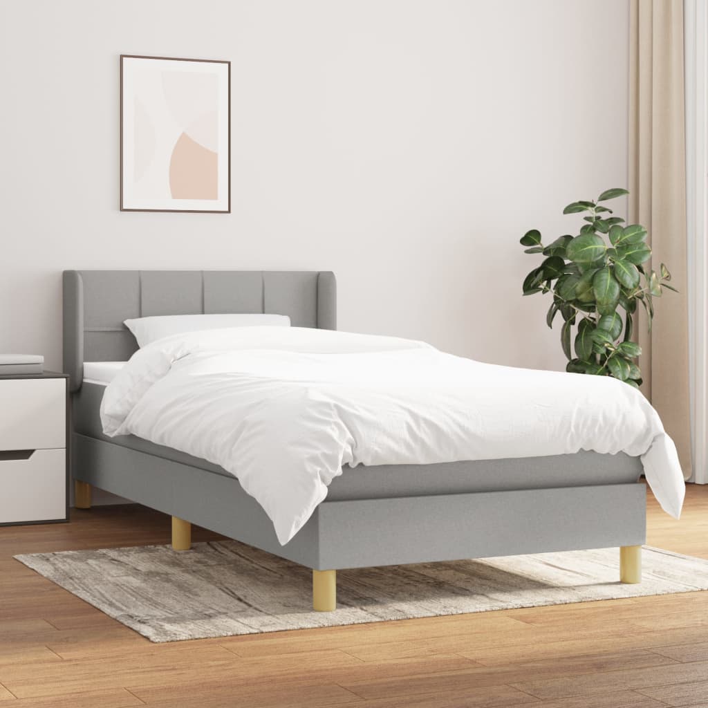 Boxspring met matras stof lichtgrijs 90x190 cm is nu te koop bij PeponiXL, paradijselijk wonen!