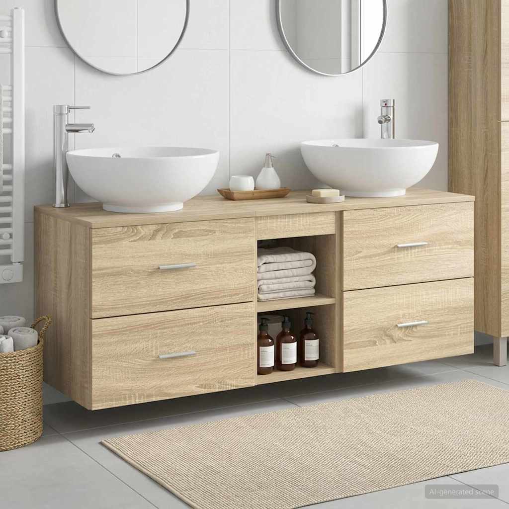 Badkamermeubelset 3 st Sonoma Eiken 49,5 x 44,5 x 65 cm is nu te koop bij PeponiXL, paradijselijk wonen!