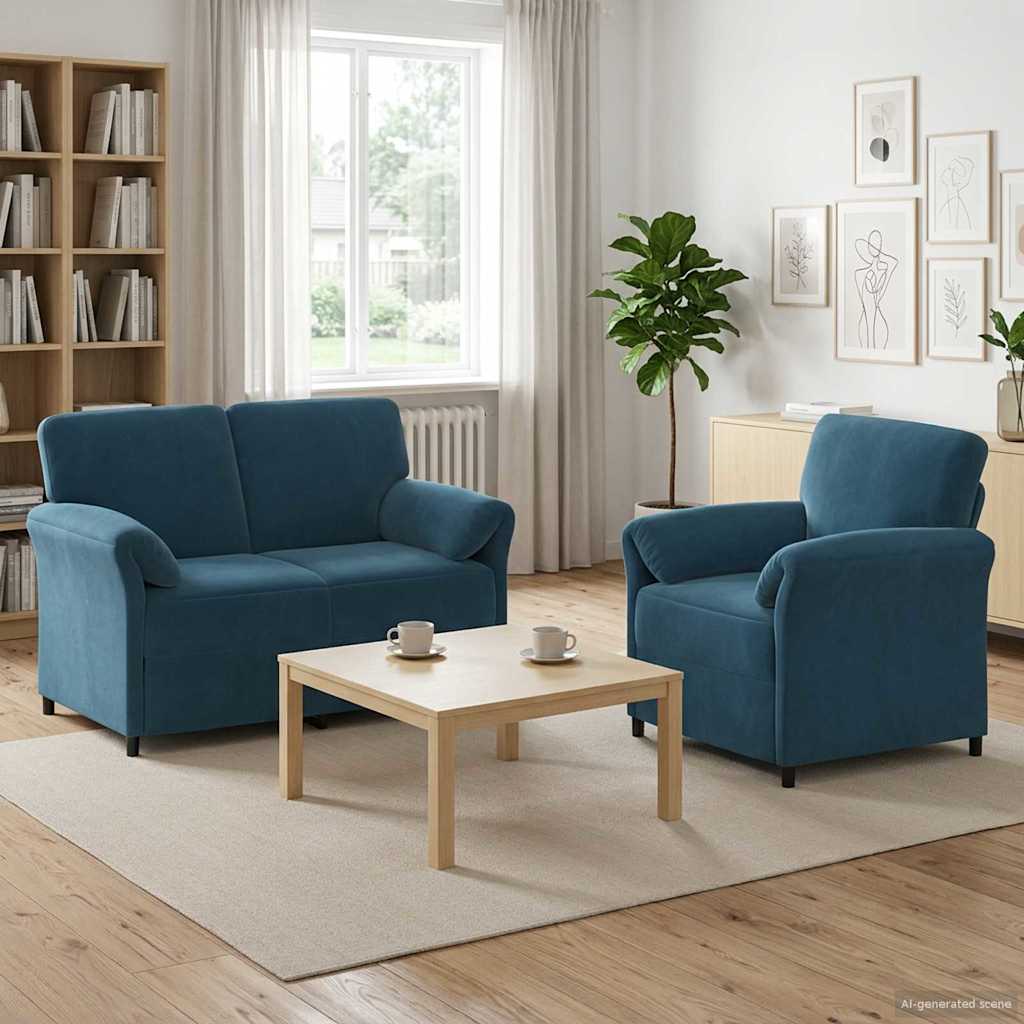 Bankstel 2 st Blauw Fluweel is nu te koop bij PeponiXL, paradijselijk wonen!