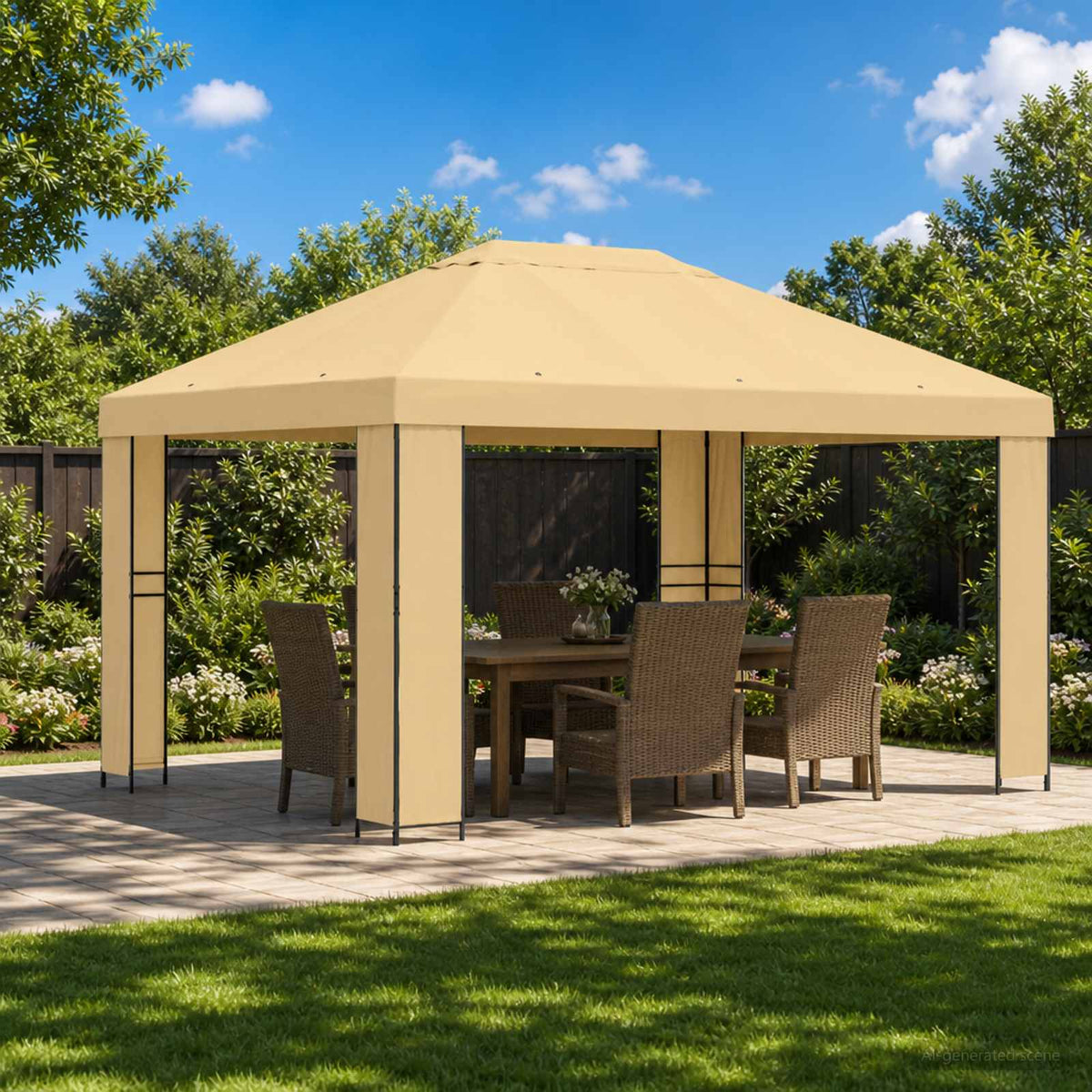 Prieel 4 × 3 m Crèmekleurig Polyester en staal 190 is nu te koop bij PeponiXL, paradijselijk wonen!