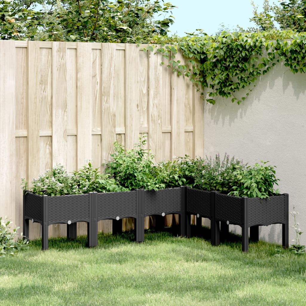 Plantenbak met poten 160x120x42 cm polypropeen zwart is nu te koop bij PeponiXL, paradijselijk wonen!