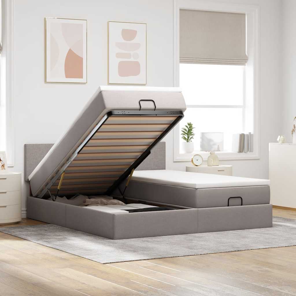 Ottoman bed met matrassen 180x200cm stof taupe is nu te koop bij PeponiXL, paradijselijk wonen!