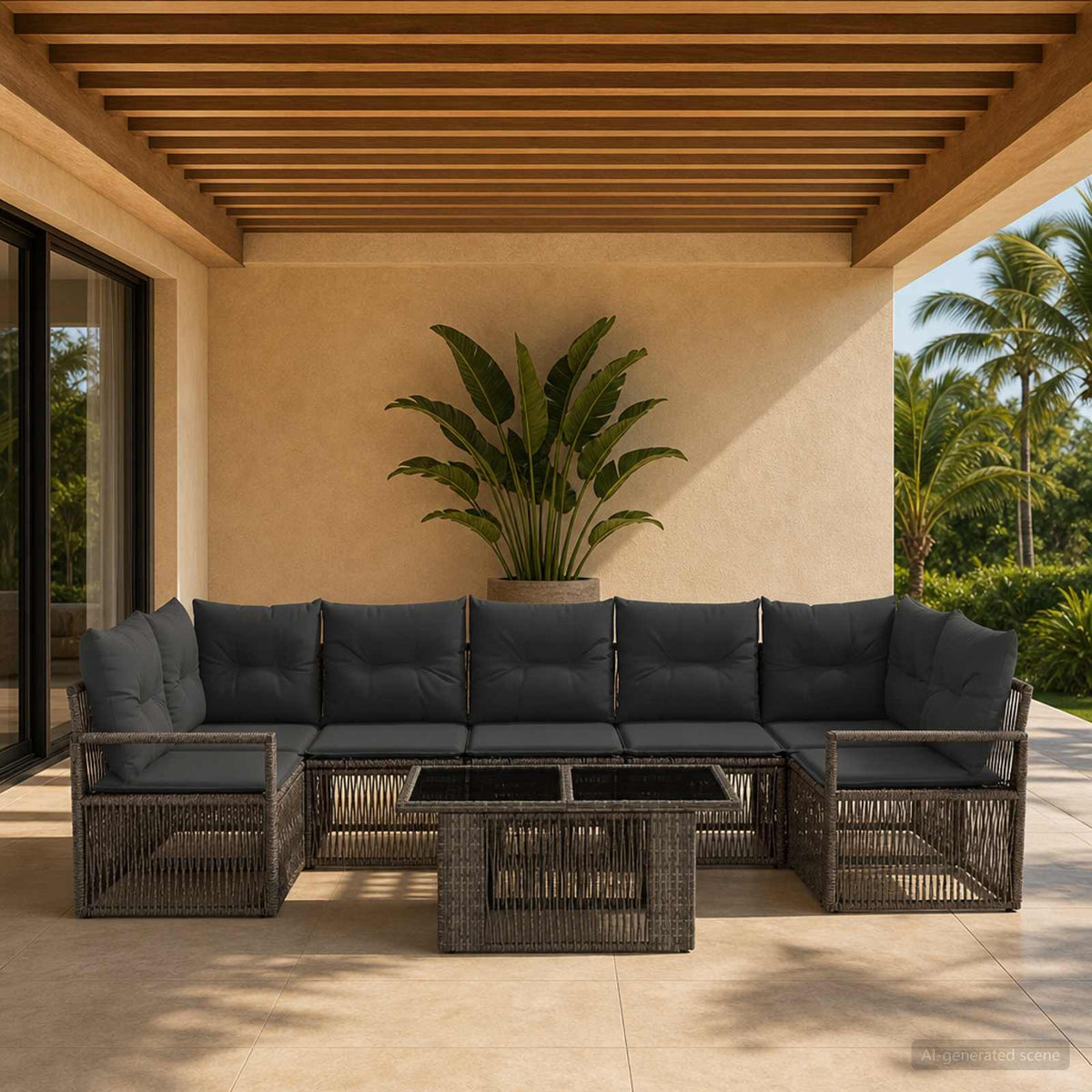 Tuinbankenset 8 st Grijs en Donkergrijs poly rattan is nu te koop bij PeponiXL, paradijselijk wonen!