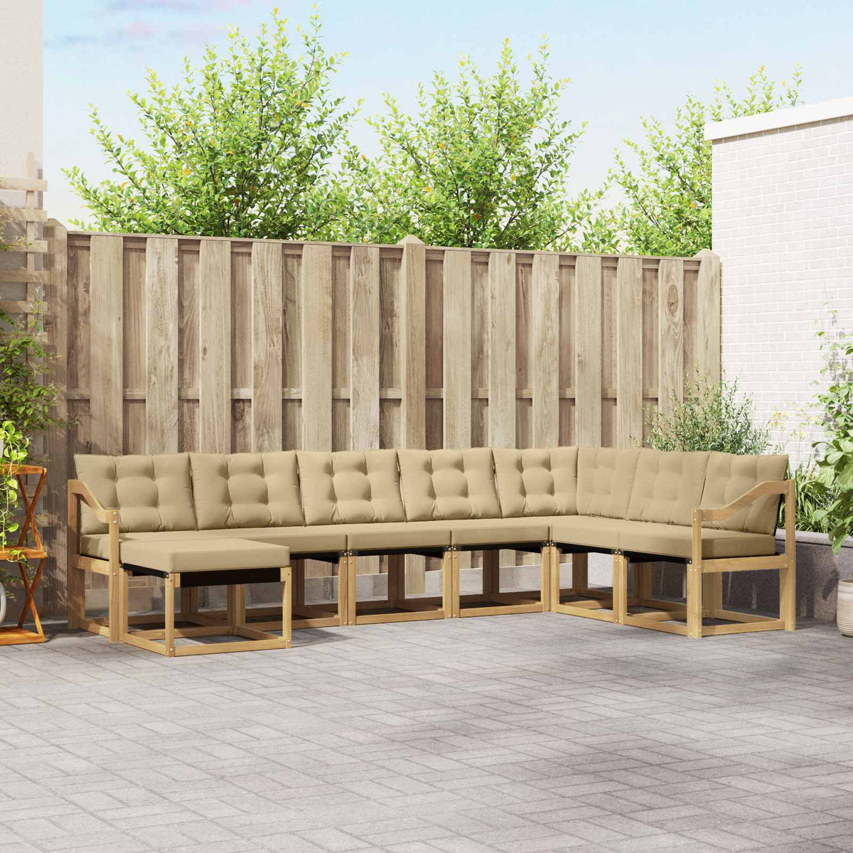 Buiten bankenset met kussen 8 pcs Wit en Beige is nu te koop bij PeponiXL, paradijselijk wonen!