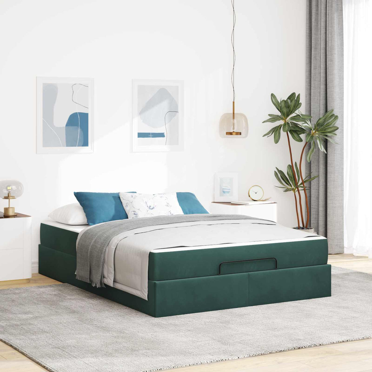 Bedframe met matras 2 pcs Groen Fluweel is nu te koop bij PeponiXL, paradijselijk wonen!
