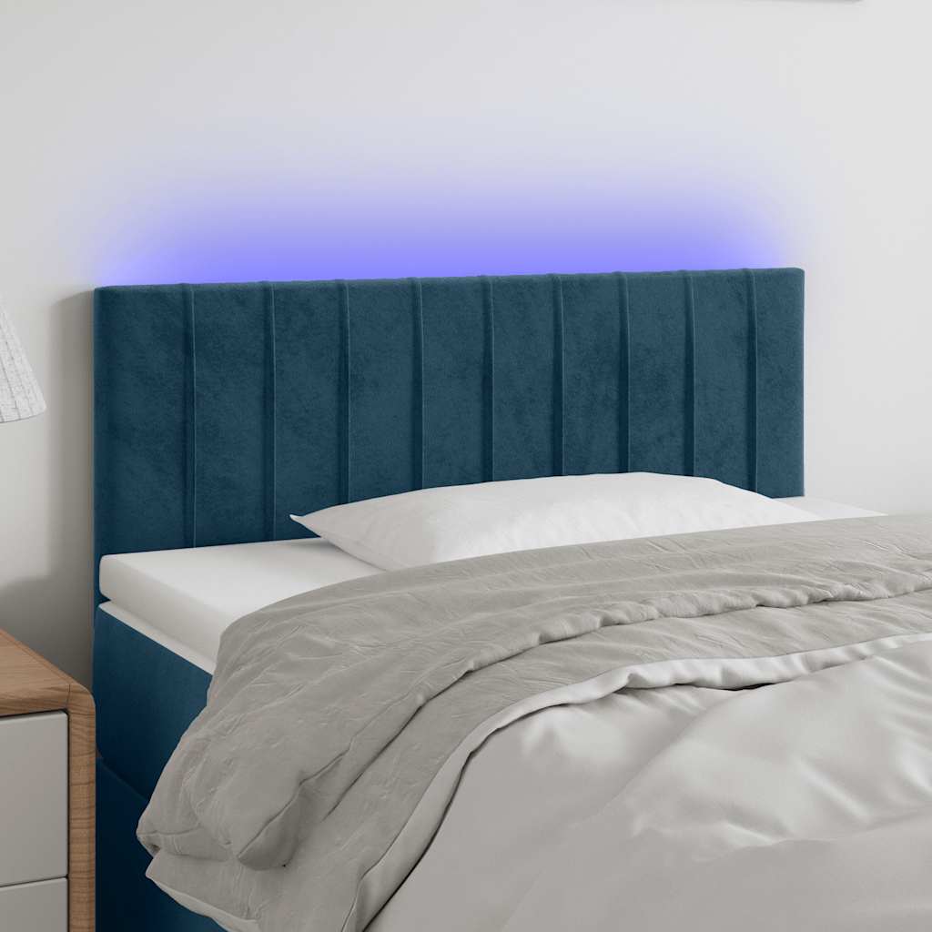 Hoofdbord LED 80x5x78/88 cm fluweel donkerblauw is nu te koop bij PeponiXL, paradijselijk wonen!