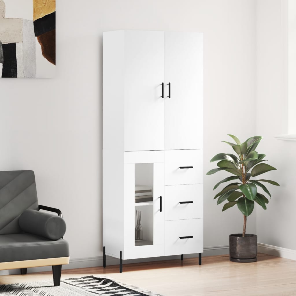 Hoge kast 69,5x34x180 cm bewerkt hout wit is nu te koop bij PeponiXL, paradijselijk wonen!