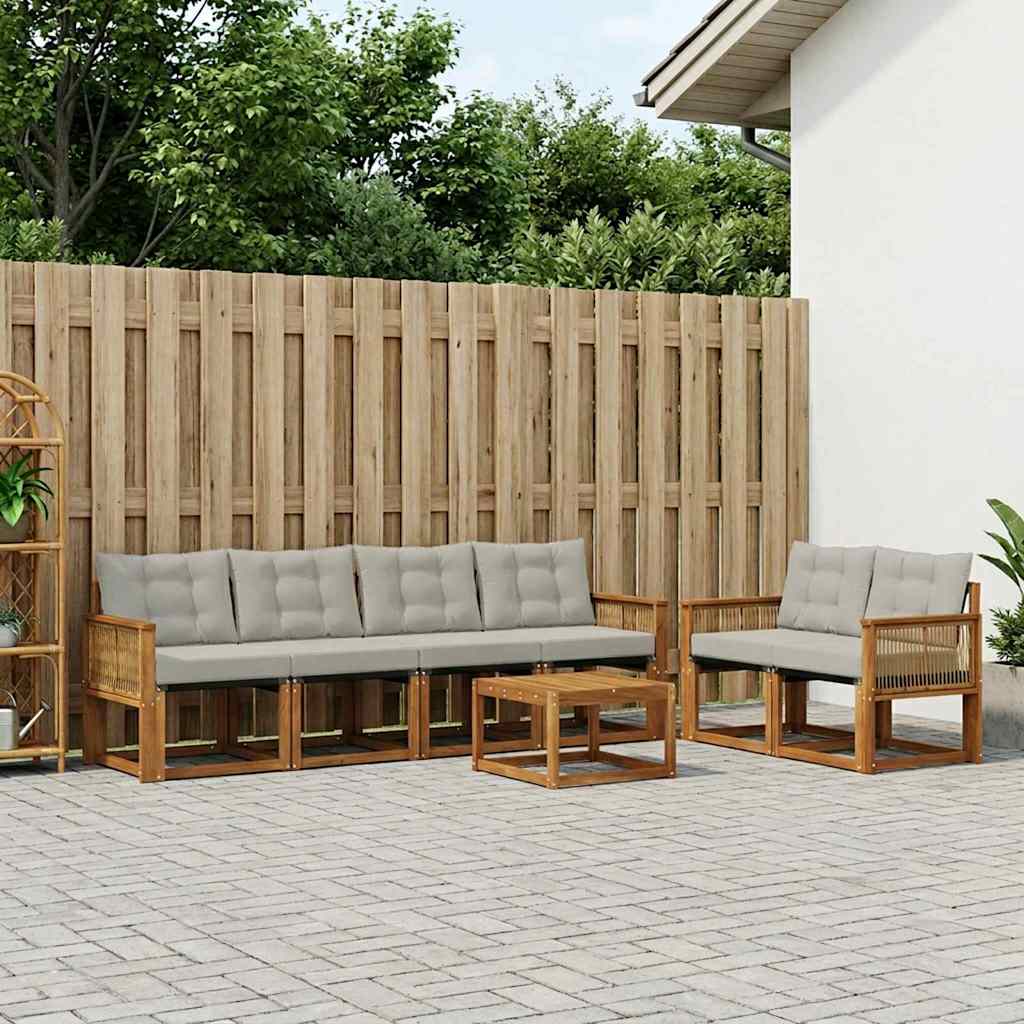 Buiten bankenset met kussen 7 pcs Naturel en lichtgrijs is nu te koop bij PeponiXL, paradijselijk wonen!