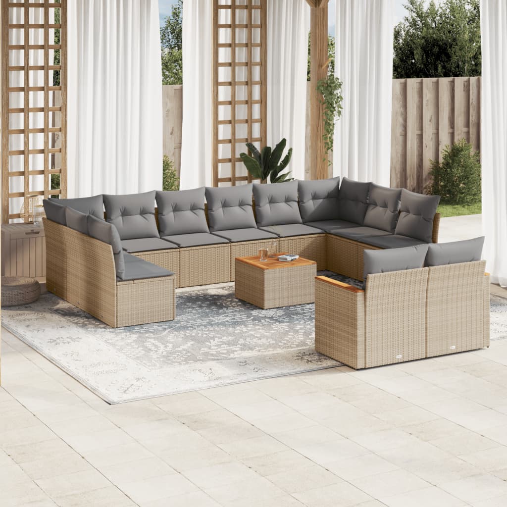 13-delige Loungeset met kussens poly rattan beige is nu te koop bij PeponiXL, paradijselijk wonen!
