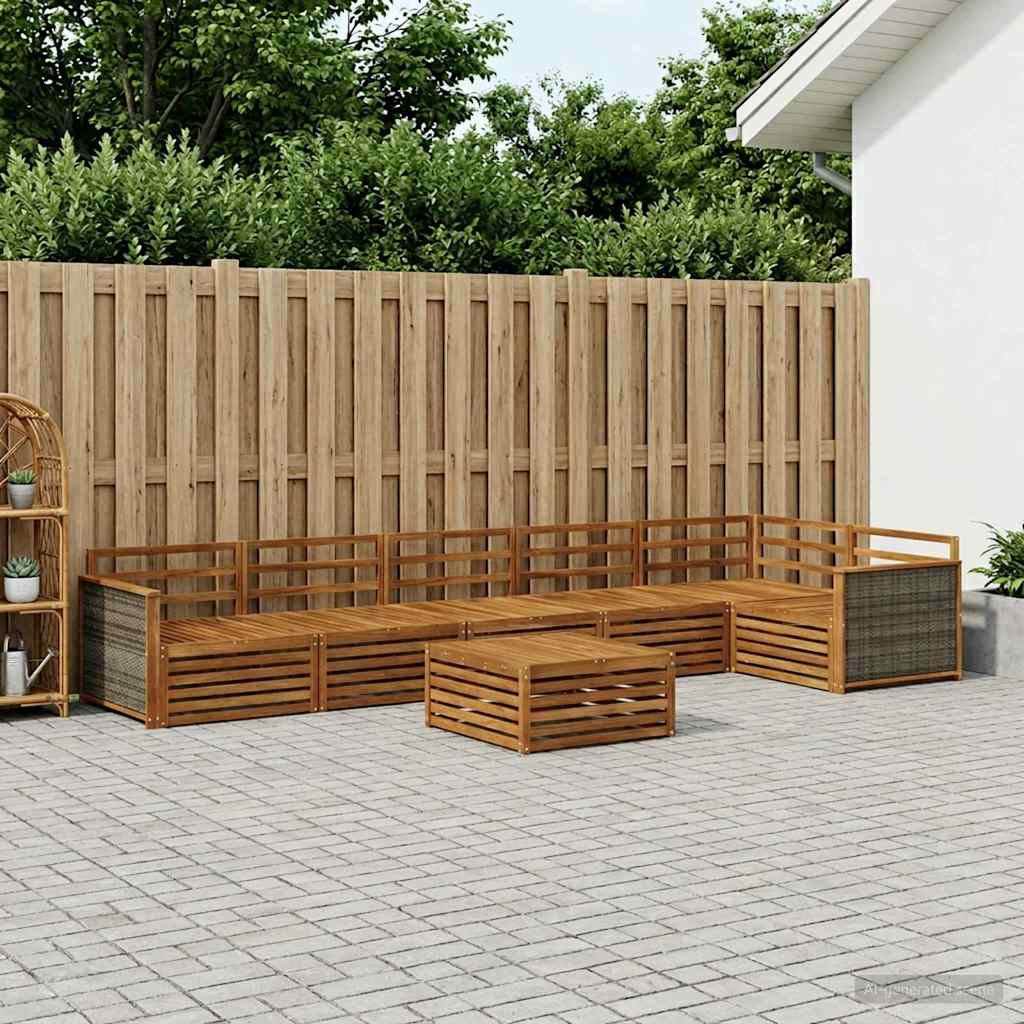 Buiten bankenset 7 pcs Naturel Massief Acaciahout is nu te koop bij PeponiXL, paradijselijk wonen!