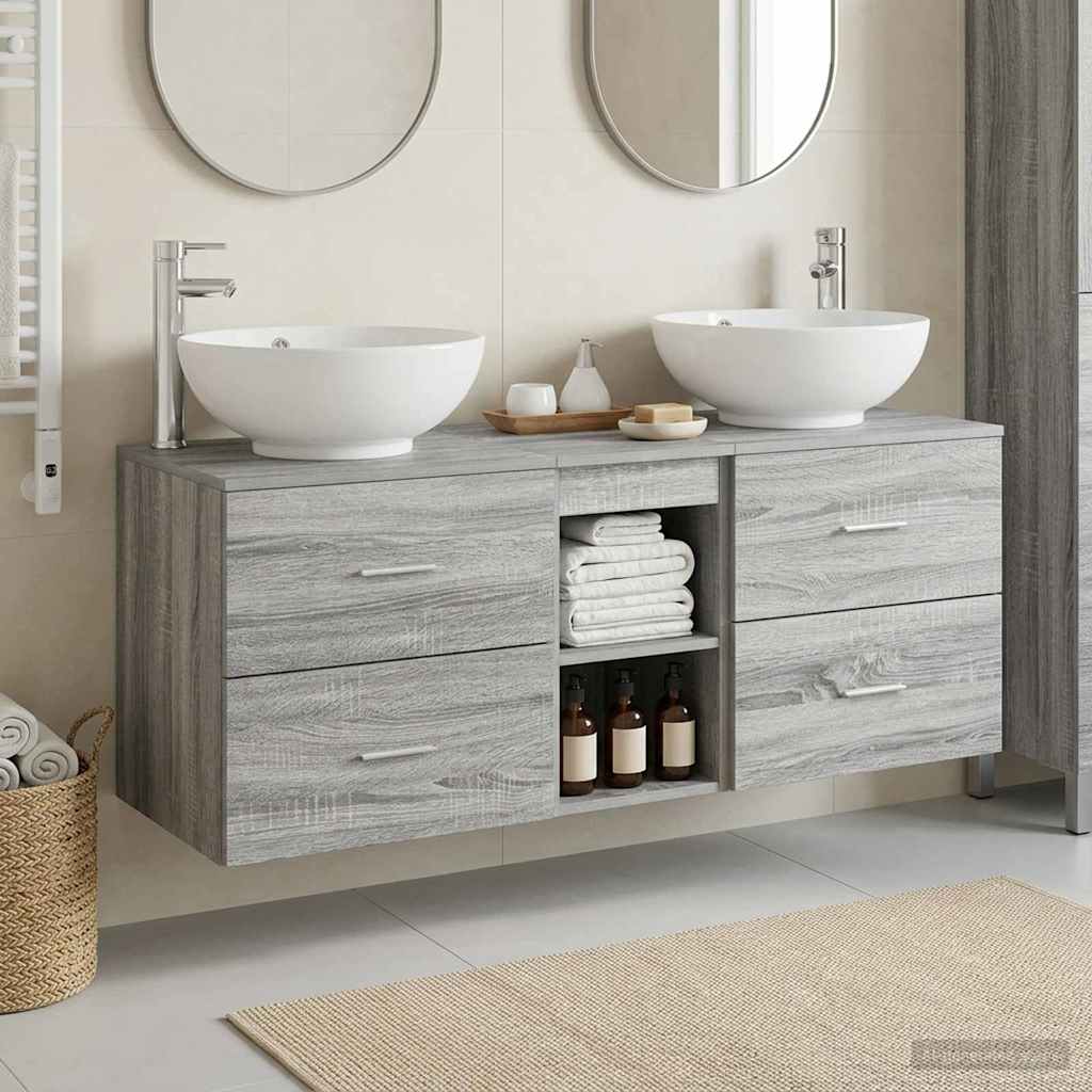 Badkamermeubelset 3 st Grijs Sonoma 49,5 x 44,5 x 65 cm is nu te koop bij PeponiXL, paradijselijk wonen!